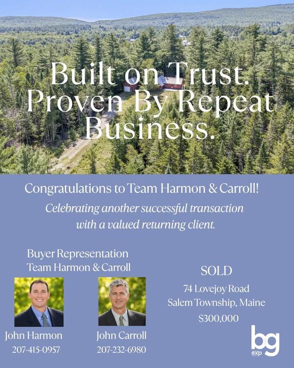 There's no greater compliment than the trust of a returning client. Congratulations to Team Harmon &