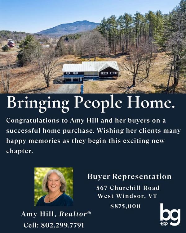 Congratulations to Amy D. Hill, Realtor and her buyers on the purchase of this beautiful West Windso